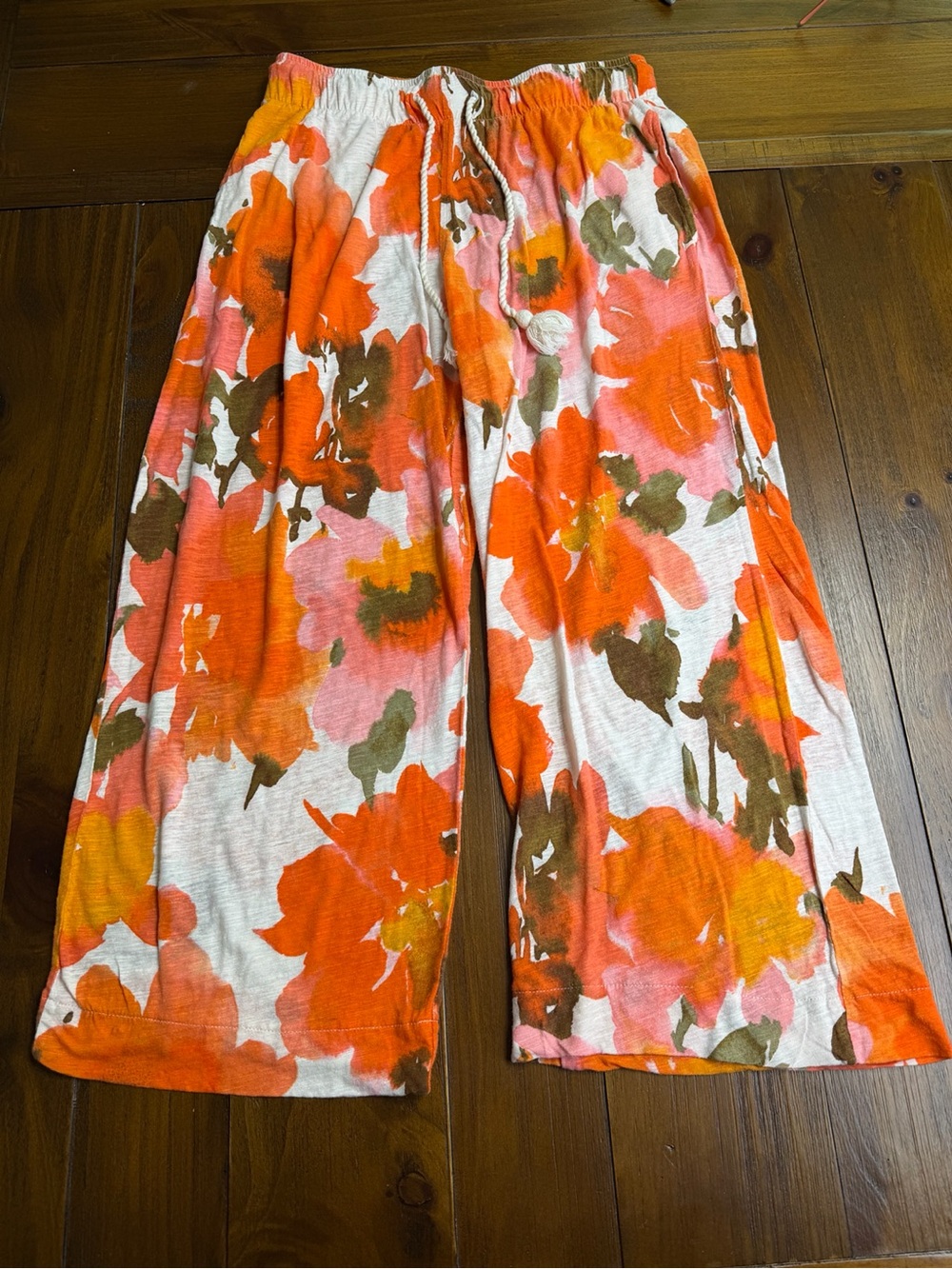 Joie Floral Linen Lyocell Wide Leg Pants Size XL